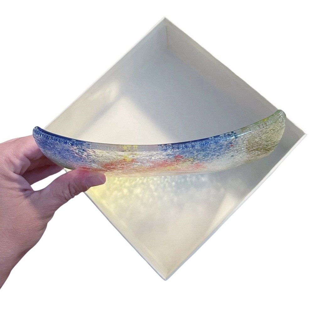 Venxia Vetri Di Murano Glass Fused infused Trinket Dish Square Plate Open Box - Picture 7 of 8